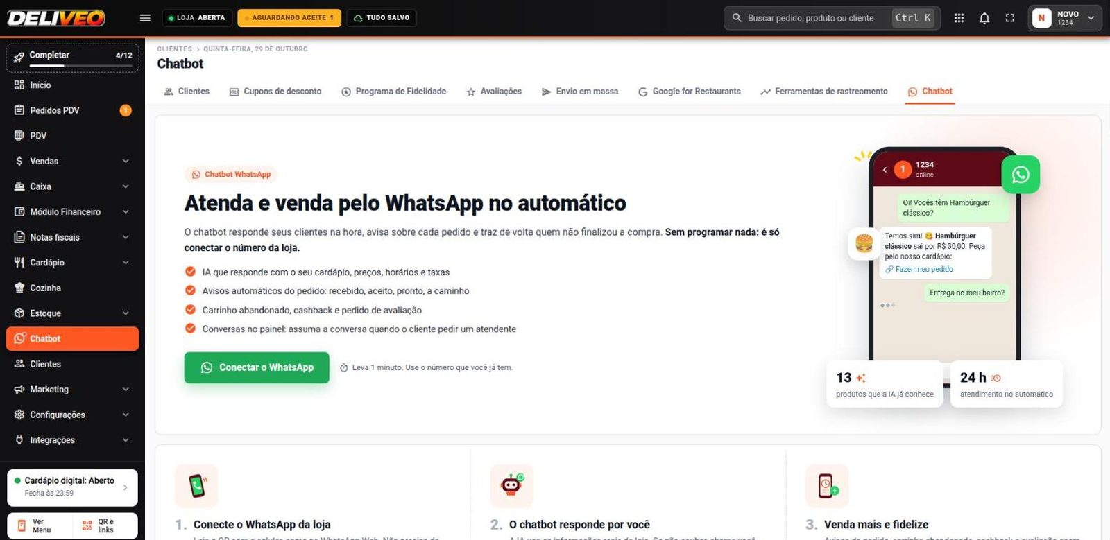 Tela de whatsapp do Deliveo
